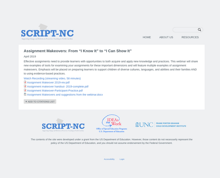 Screenshot of SCRIPT-NC Assignment Alignment and Makeover Tools.
